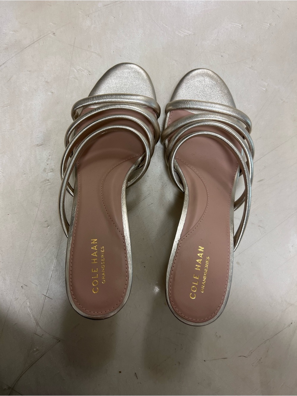 Cole Haan Metallic Gold Multi-Strap Slide Mules